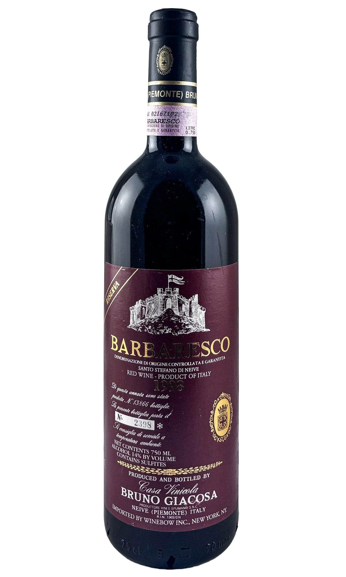 Bottle of Bruno Giacosa, Barbaresco Santo Stefano Riserva, 1998 - Red Wine - Flatiron Wines & Spirits - New York
