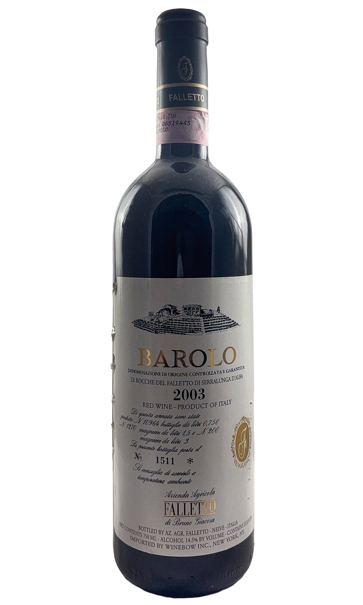 Bottle of Bruno Giacosa, Barolo Le Rocche Del Falletto, 2003 - Red Wine - Flatiron Wines & Spirits - New York
