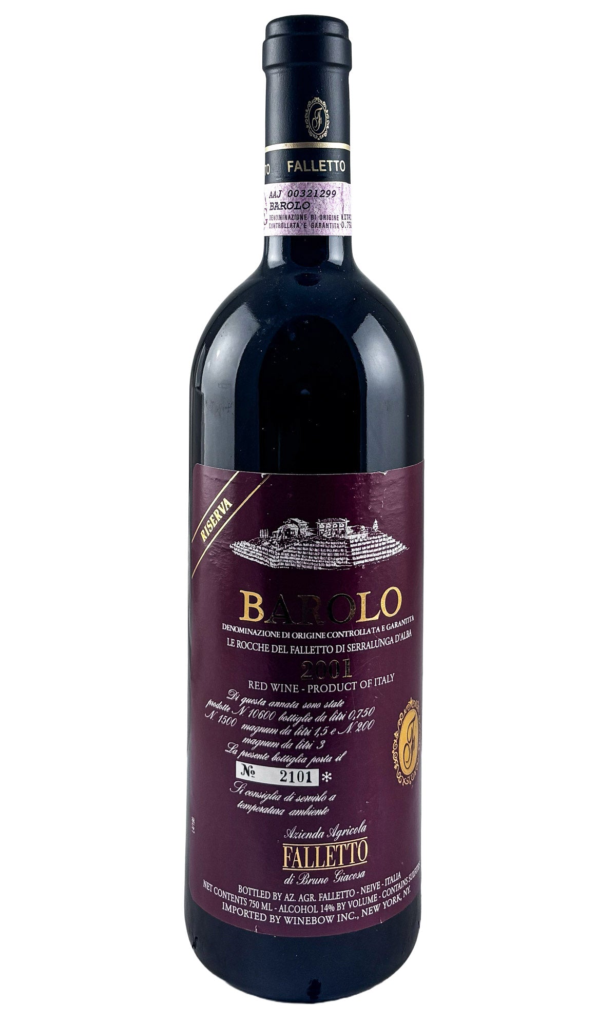 Bottle of Bruno Giacosa, Barolo Rocche del Falletto Riserva, 2001 - Red Wine - Flatiron Wines & Spirits - New York