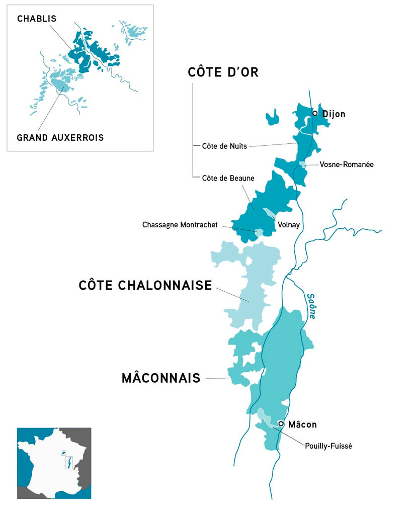 Map of Burgundy Wine Region