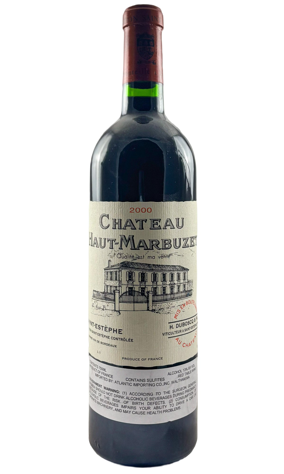 Bottle of Chateau Haut Marbuzet, Saint-Estephe, 2000 - Red Wine - Flatiron Wines & Spirits - New York