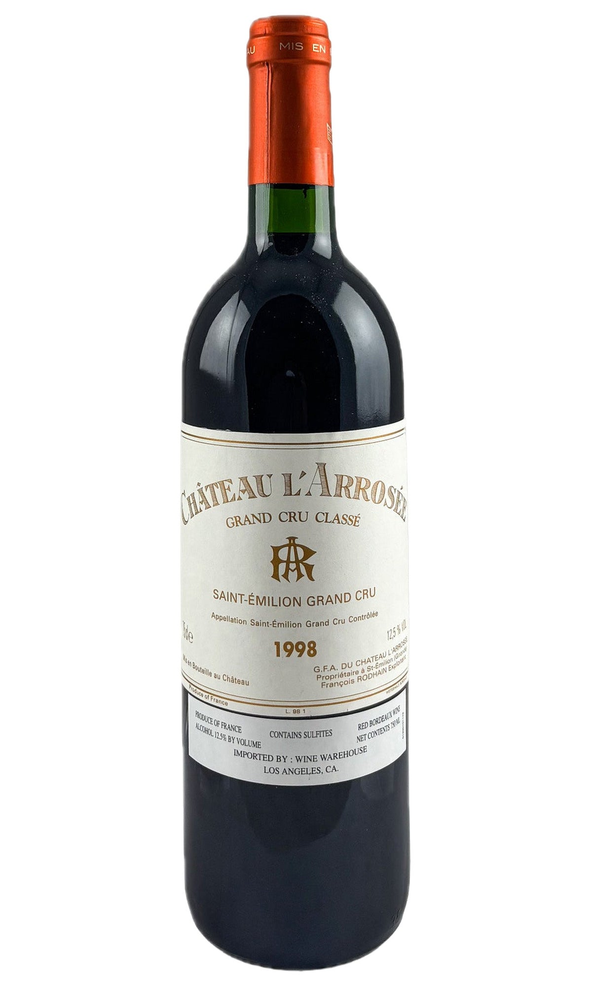 Bottle of Chateau L'Arrosee, Saint-Emilion, 1998 - Red Wine - Flatiron Wines & Spirits - New York