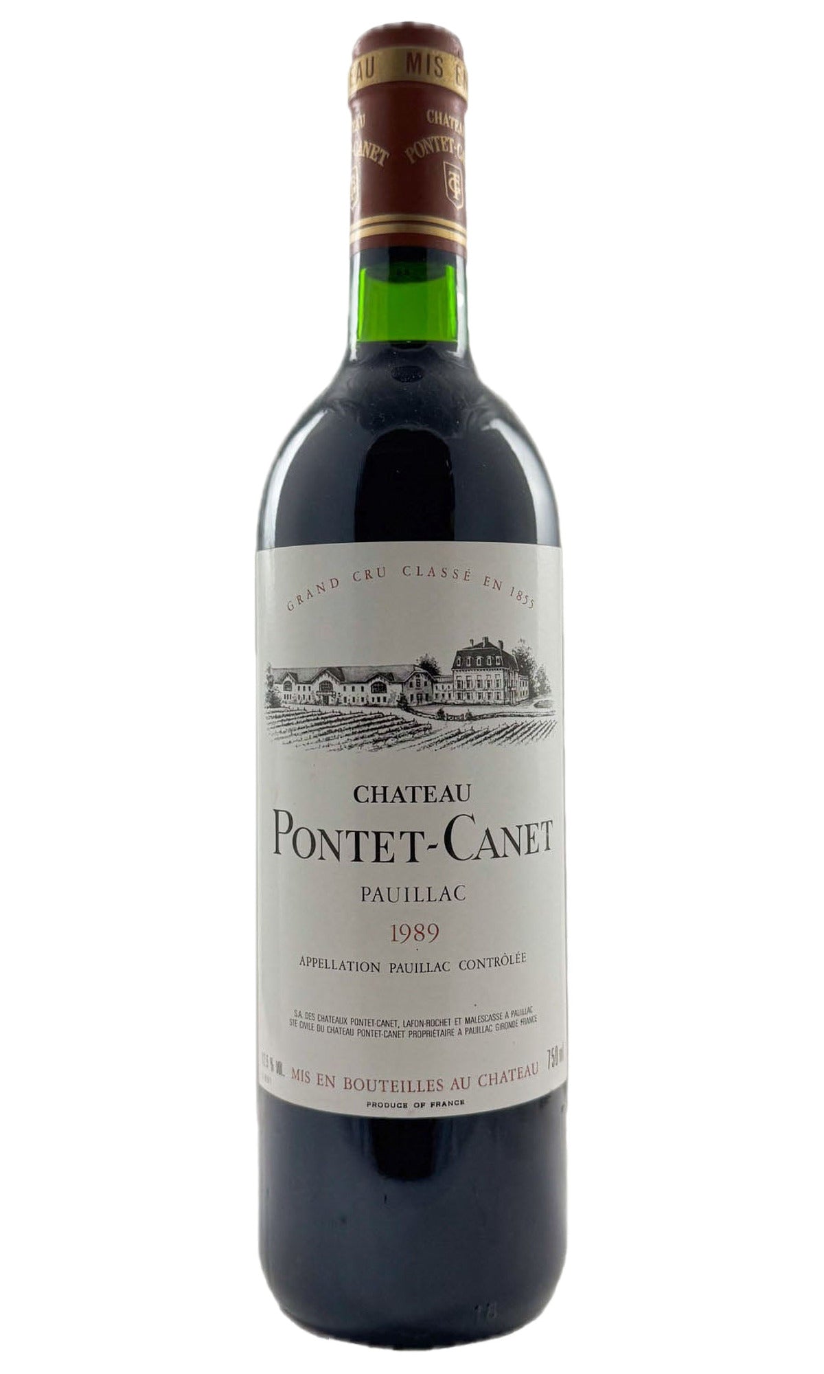 Bottle of Chateau Pontet-Canet, Pauillac, 1989 - Red Wine - Flatiron Wines & Spirits - New York