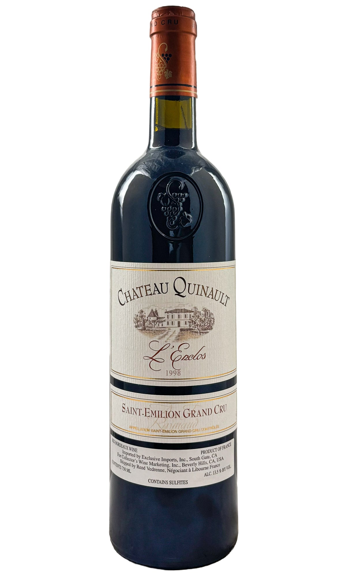 Bottle of Chateau Quinault L’Enclos, Saint-Emilion, 1998 - Red Wine - Flatiron Wines & Spirits - New York