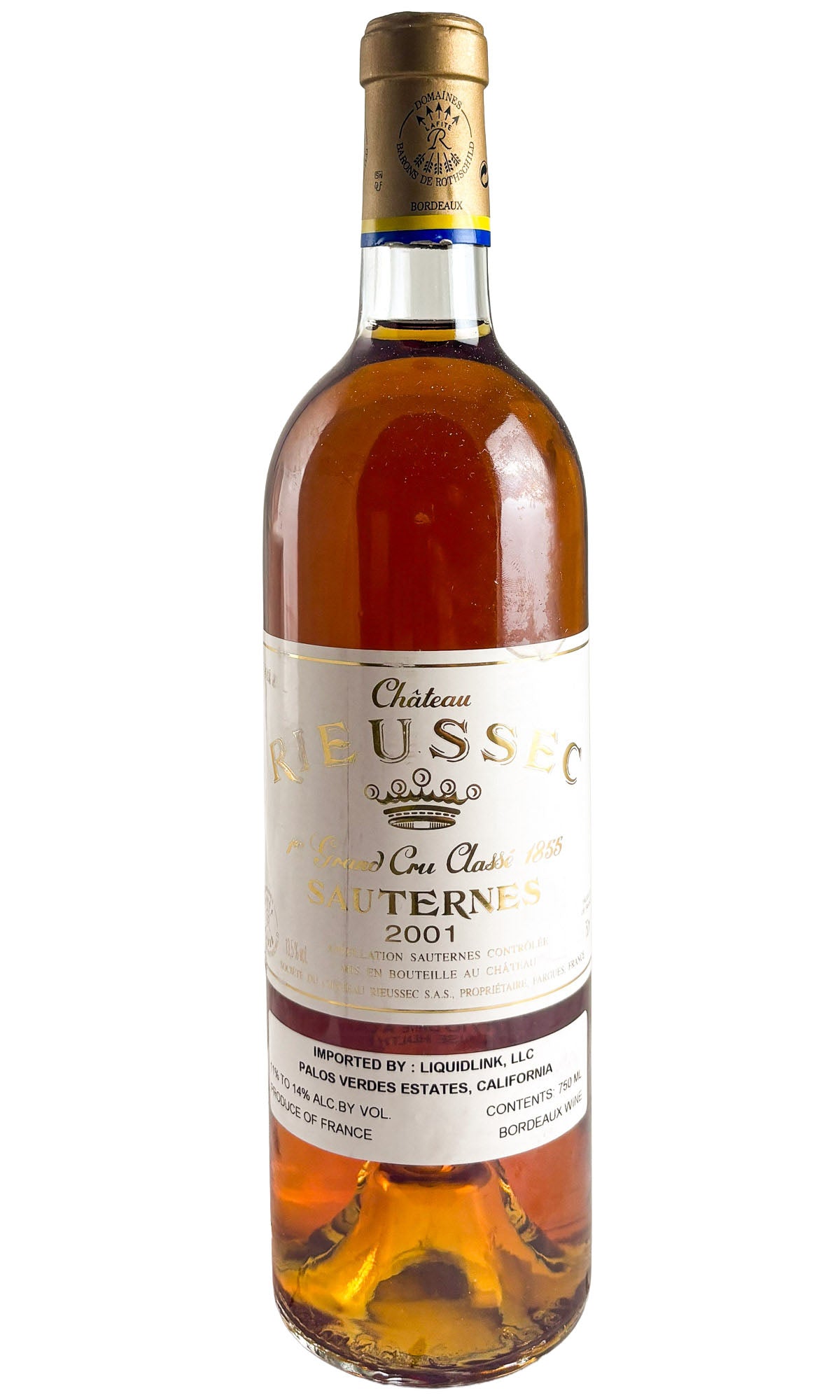 Bottle of Chateau Rieussec, Sauternes, 2001 - Dessert Wine - Flatiron Wines & Spirits - New York