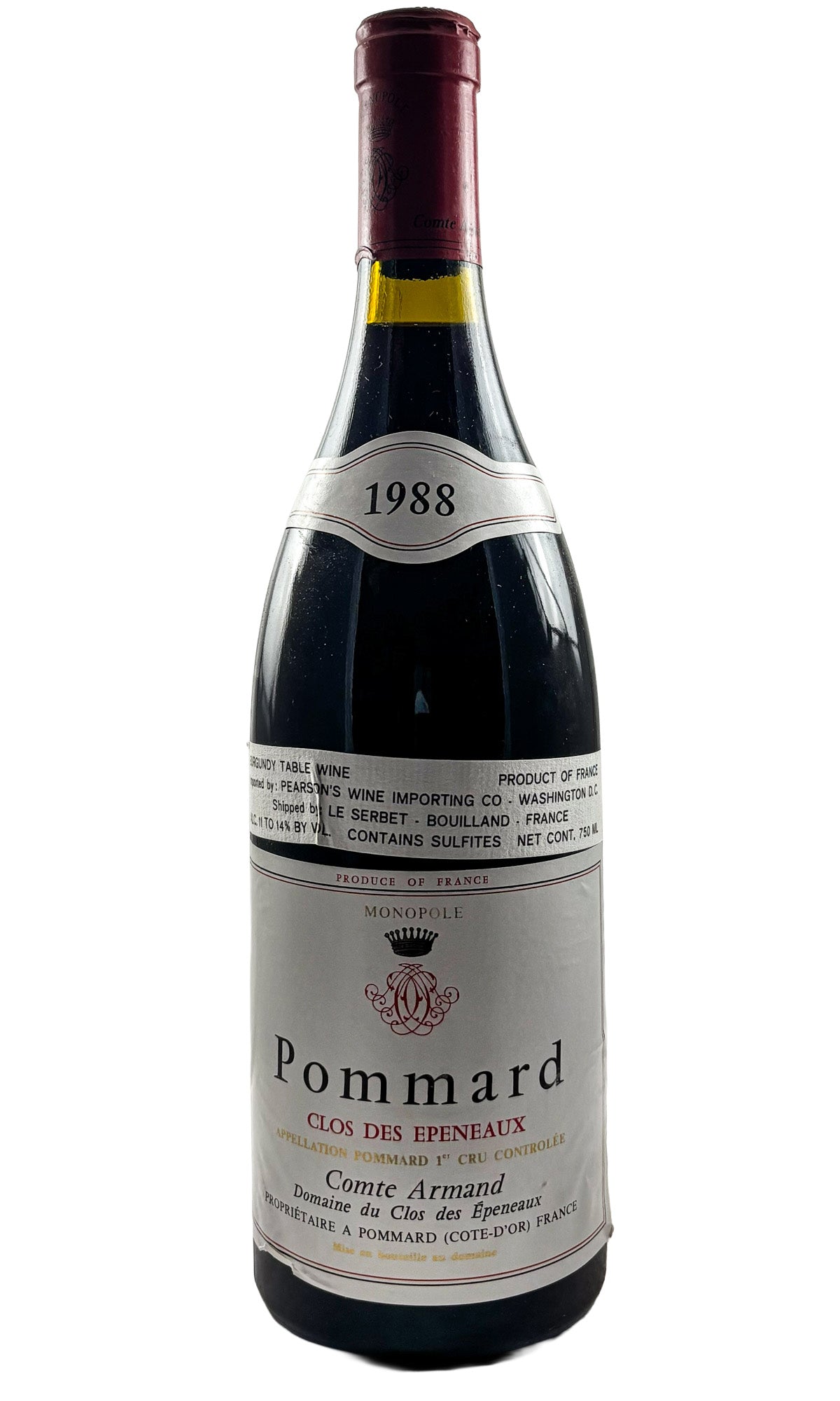 Bottle of Comte Armand, Pommard 1er Cru Clos des Epeneaux, 1988 - Red Wine - Flatiron Wines & Spirits - New York