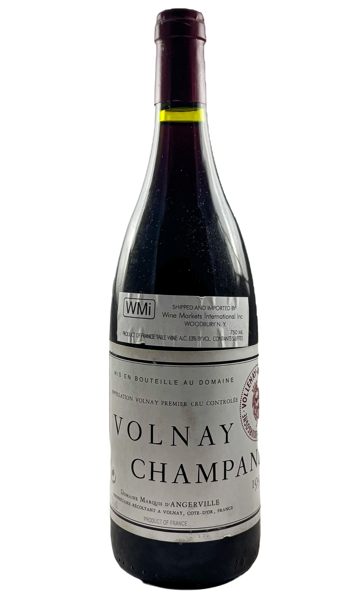Bottle of Domaine Marquis d'Angerville, Volnay 1er Cru Champans, 1997 - Red Wine - Flatiron Wines & Spirits - New York