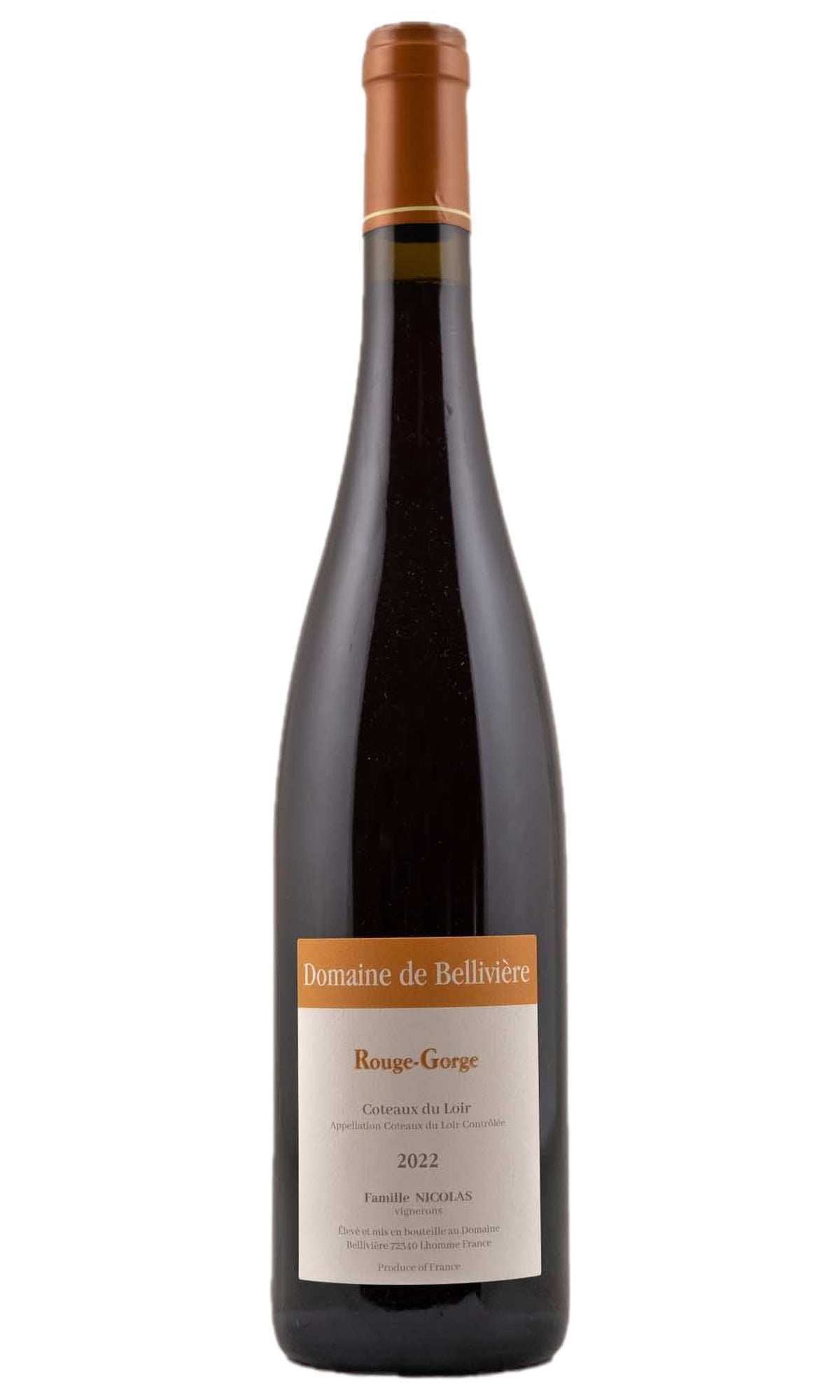 Bottle of Domaine de Belliviere (Eric Nicolas), Coteaux du Loir "Le Rouge Gorge", 2022 - Red Wine - Flatiron Wines & Spirits - New York