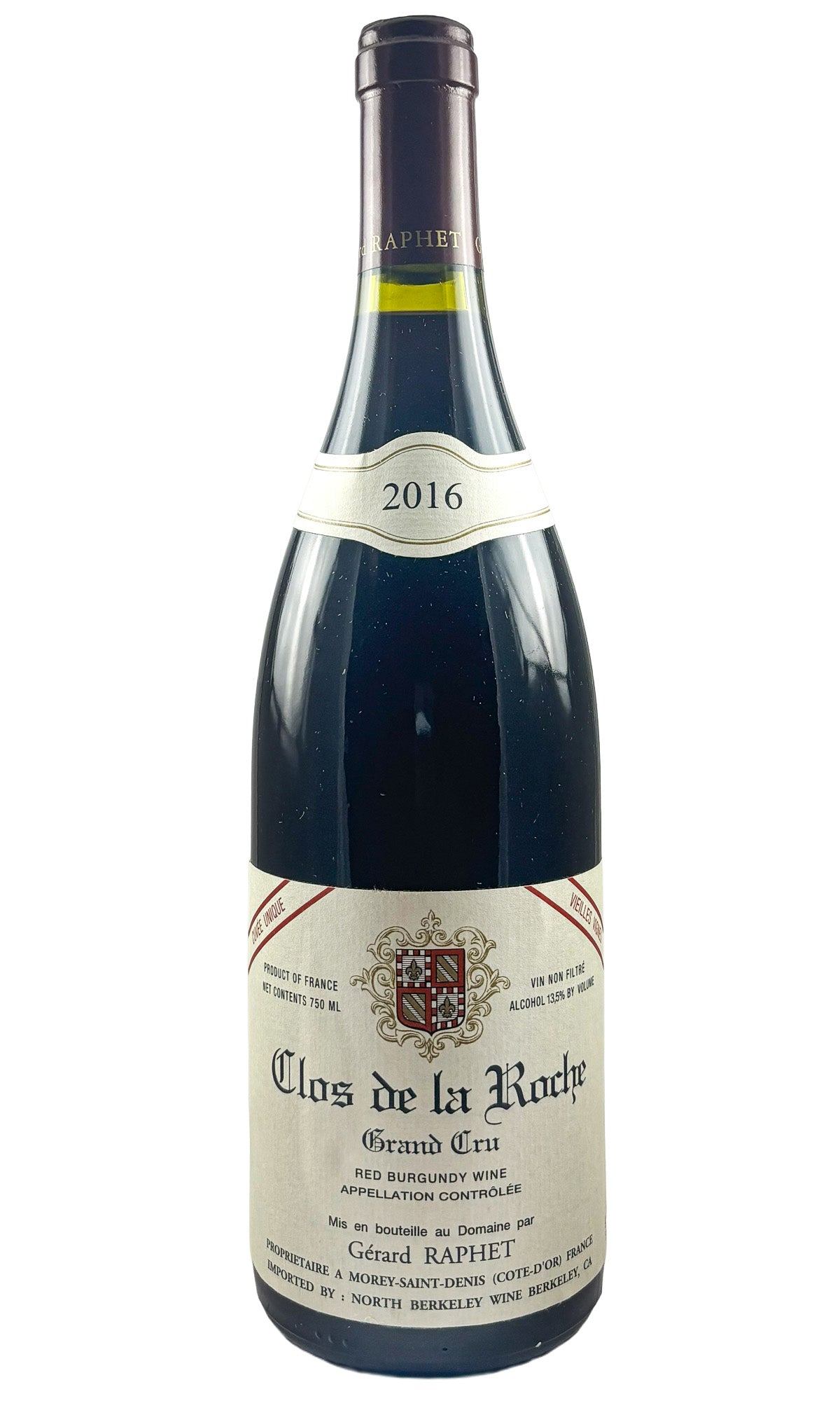 Bottle of Gerard Raphet, Clos de la Roche Grand Cru Cuvee Unique V.V., 2016 - Red Wine - Flatiron Wines & Spirits - New York