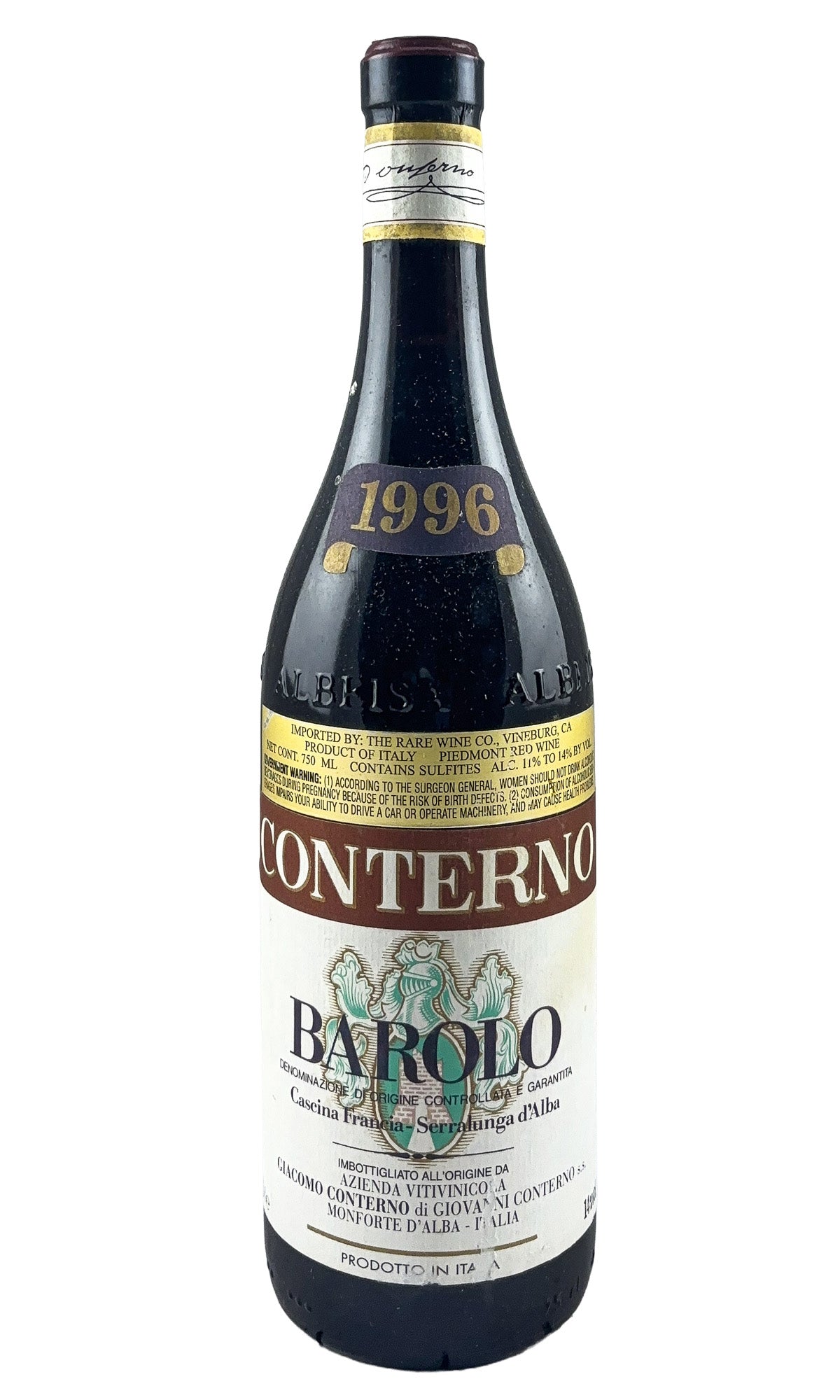 Bottle of Giacomo Conterno, Barolo Cascina Francia, 1996 - Red Wine - Flatiron Wines & Spirits - New York