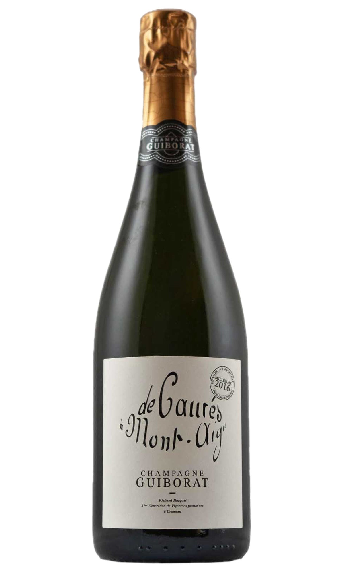 Bottle of Guiborat, Champagne Blanc de Blancs De Caures a Mont Aigu Grand Cru Extra Brut, 2018 - Sparkling Wine - Flatiron Wines & Spirits - New York