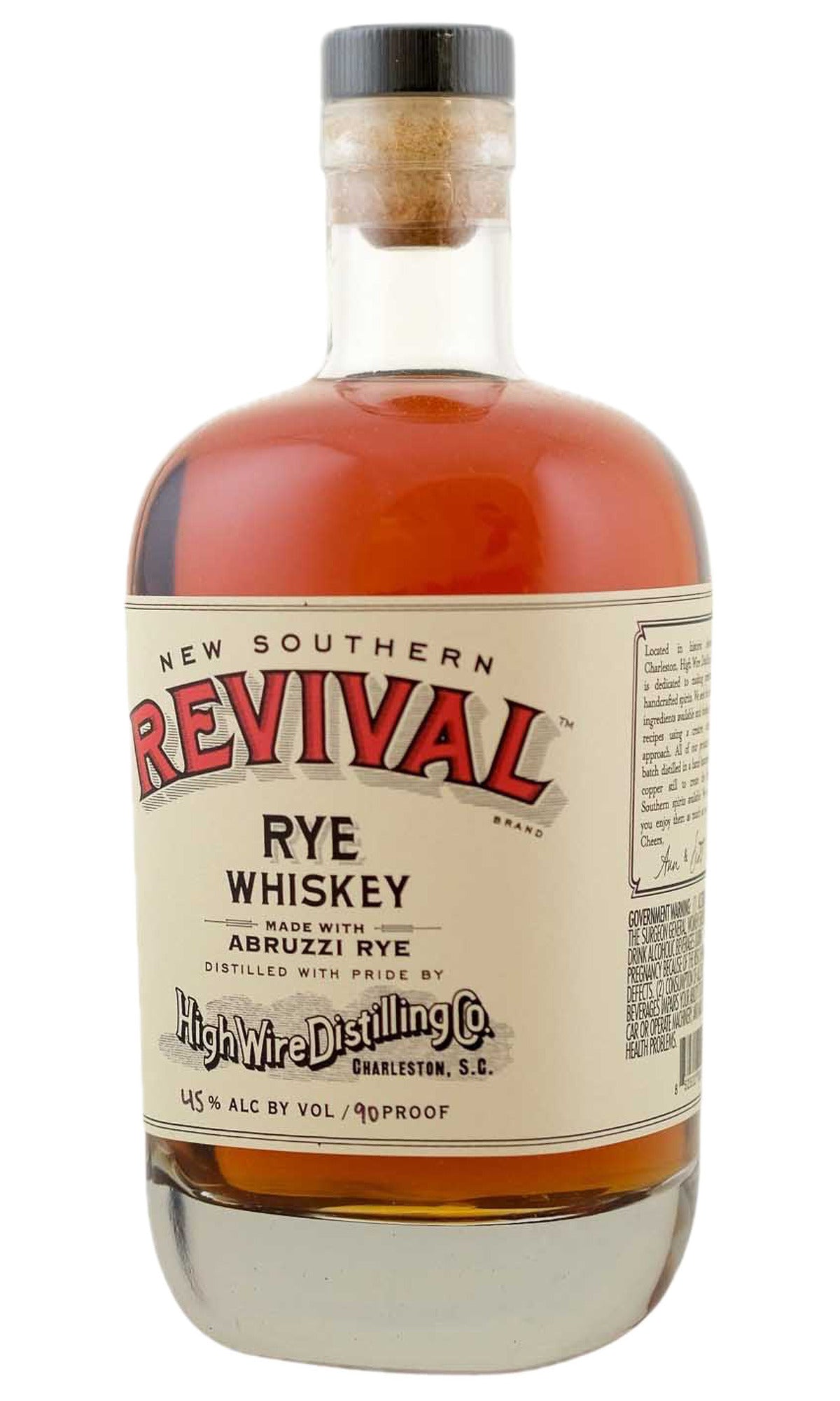 Bottle of High Wire Distilling Company, New Southern Revival Abruzzi Rye Whiskey - Spirit - Flatiron Wines & Spirits - New York