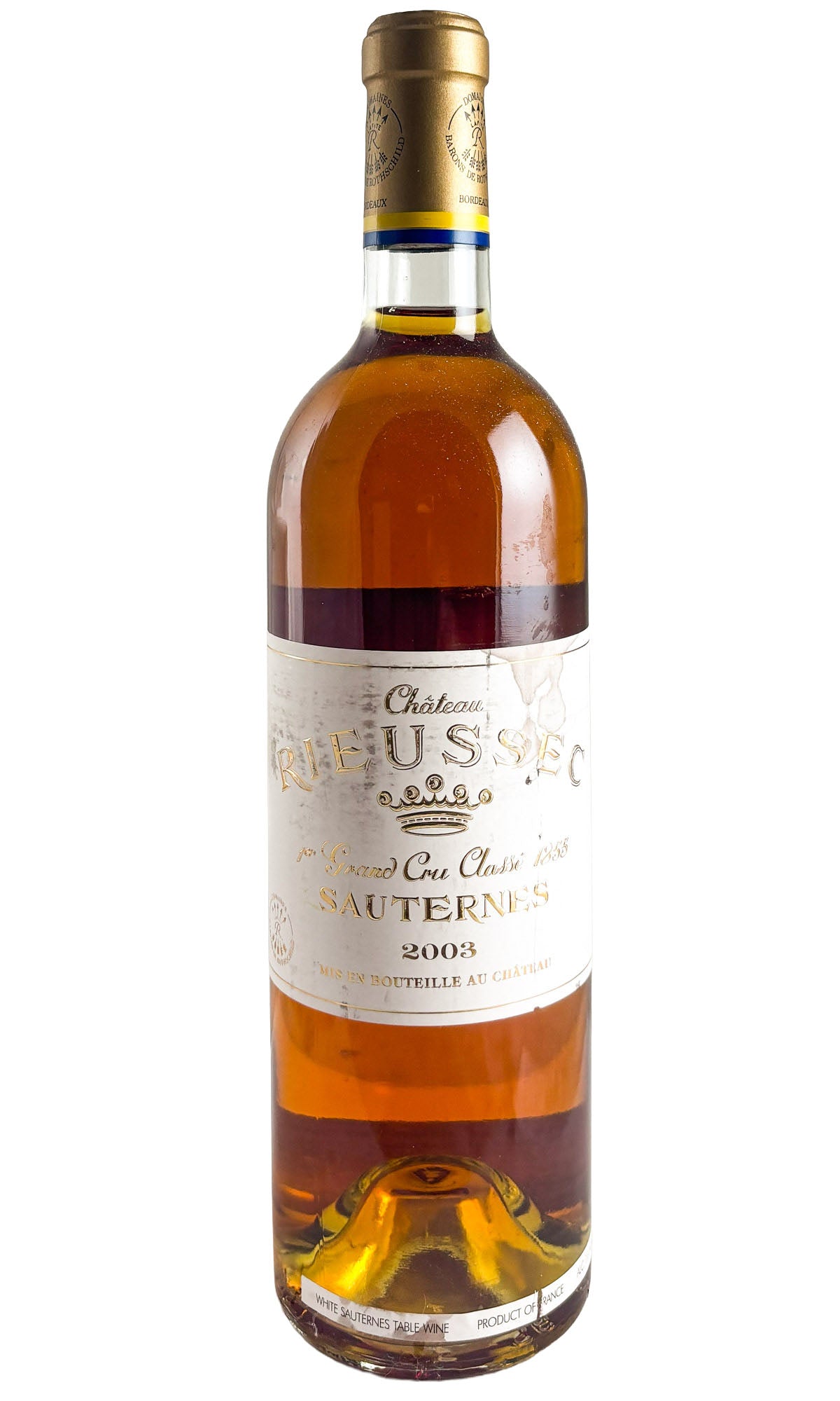 Chateau Rieussec, Sauternes, 2003 (Stained back label)