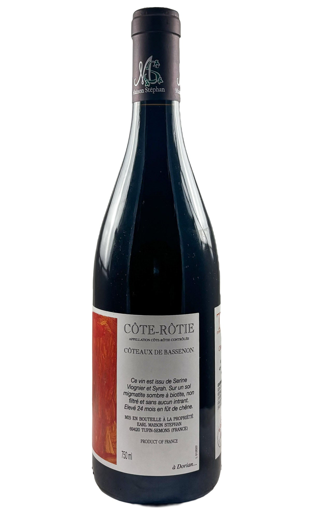 Bottle of Maison Stephan, Cote-Rotie Coteaux de Bassenon, 2023 - Red Wine - Flatiron Wines & Spirits - New York
