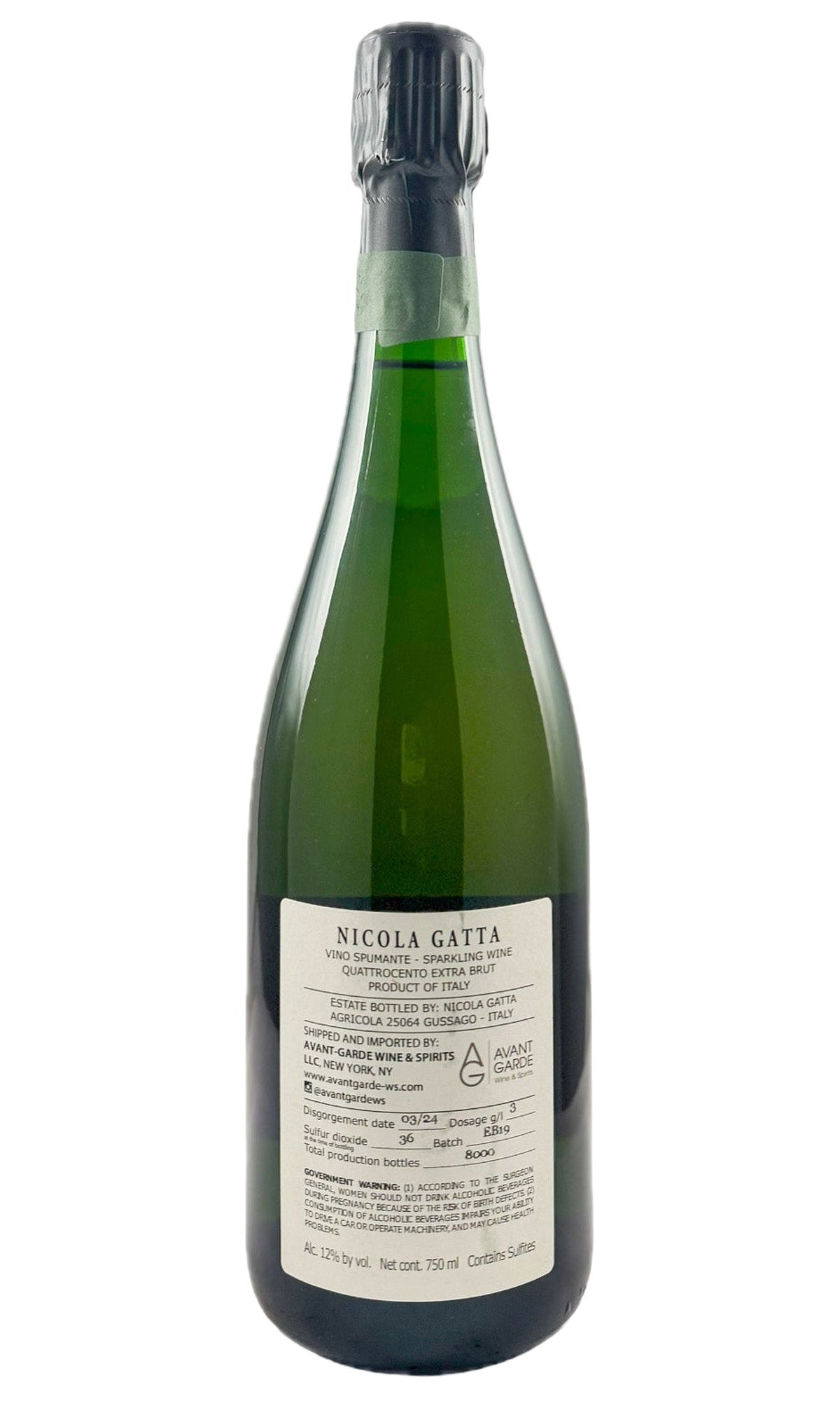 Bottle of Nicola Gatta, Quattrocento Extra Brut R19, NV - Sparkling Wine - Flatiron Wines & Spirits - New York