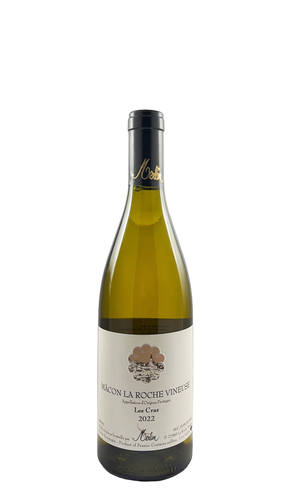 Bottle of Olivier Merlin, Macon Blanc la Roche Vineuse les Cras, 2022 - - Flatiron Wines & Spirits - New York
