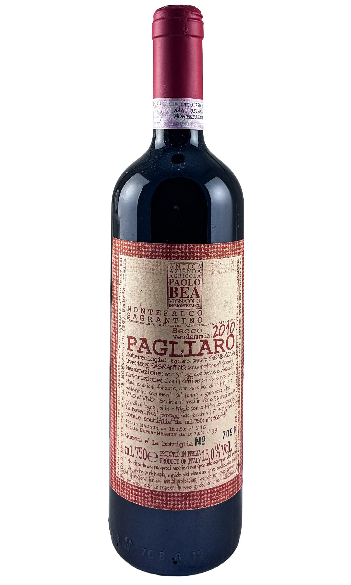 Bottle of Paolo Bea, Sagrantino di Montefalco Pagliaro, 2010 - Red Wine - Flatiron Wines & Spirits - New York