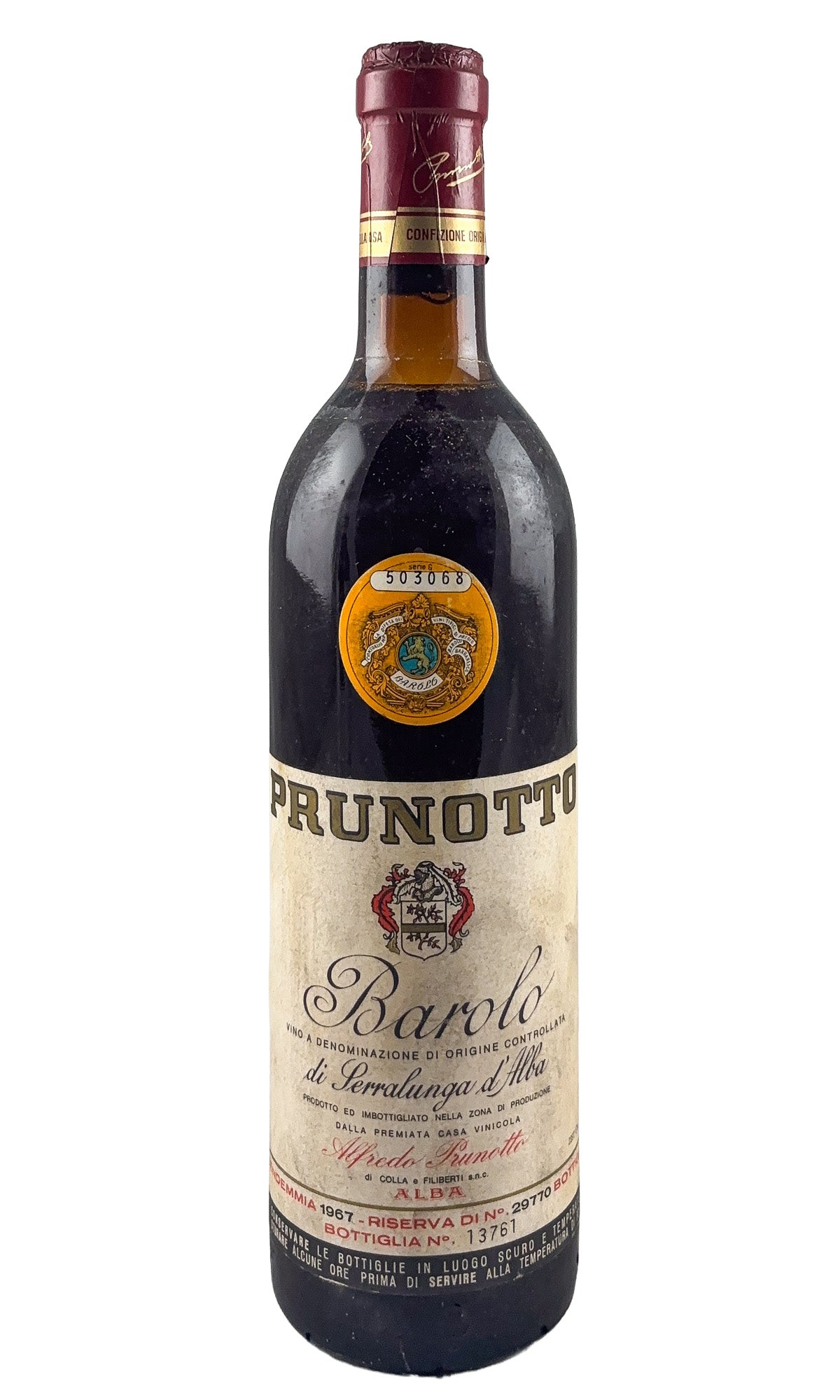 Bottle of Prunotto, Barolo Serralunga, 1967 - Red Wine - Flatiron Wines & Spirits - New York
