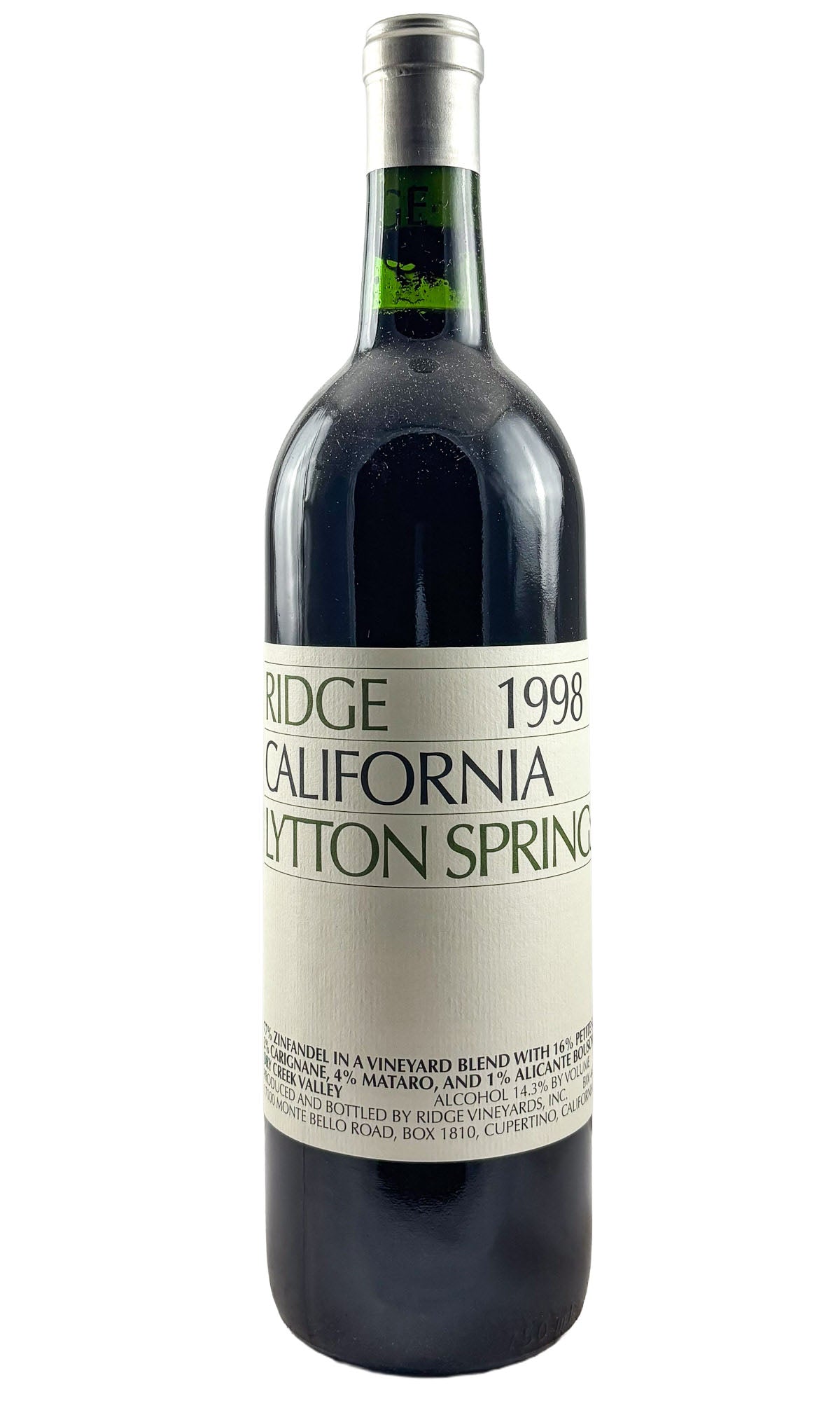 Bottle of Ridge, Lytton Springs, 1998 - Red Wine - Flatiron Wines & Spirits - New York
