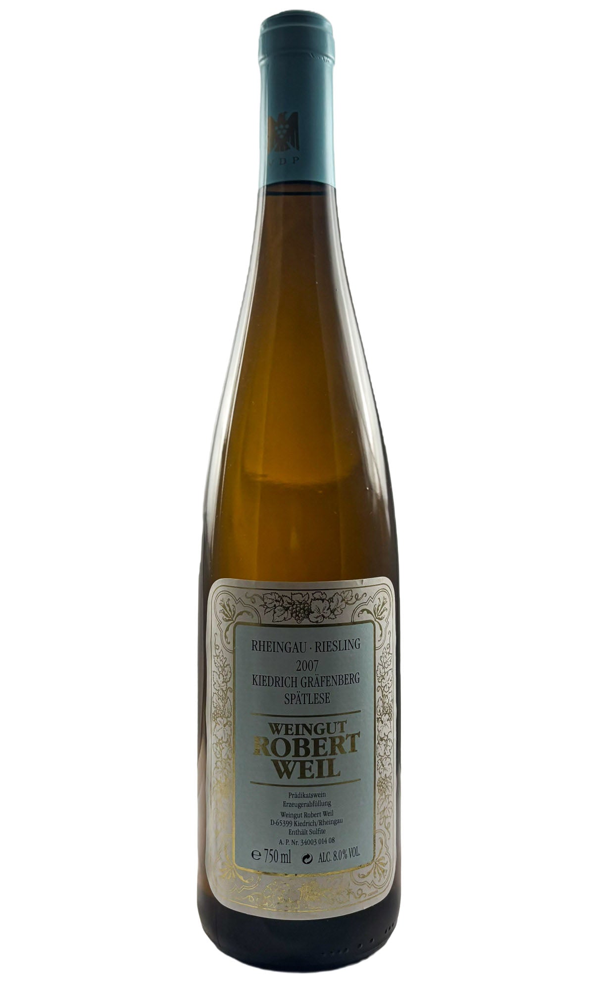 Bottle of Robert Weil, Riesling Spatlese Kiedricher Grafenberg, 2007 - White Wine - Flatiron Wines & Spirits - New York