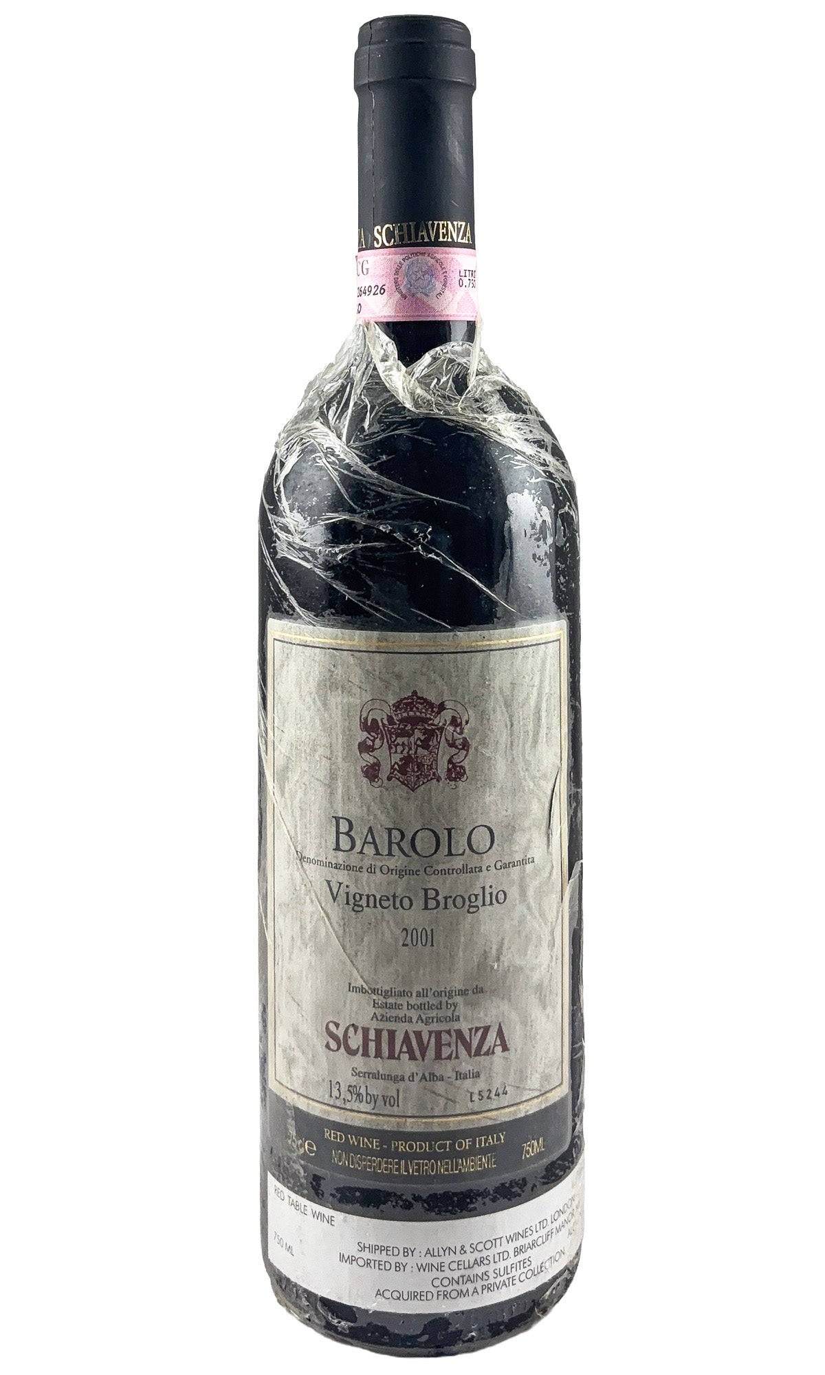 Bottle of Azienda Agricola Schiavenza, Barolo Broglio, 2001 - Red Wine - Flatiron Wines & Spirits - New York