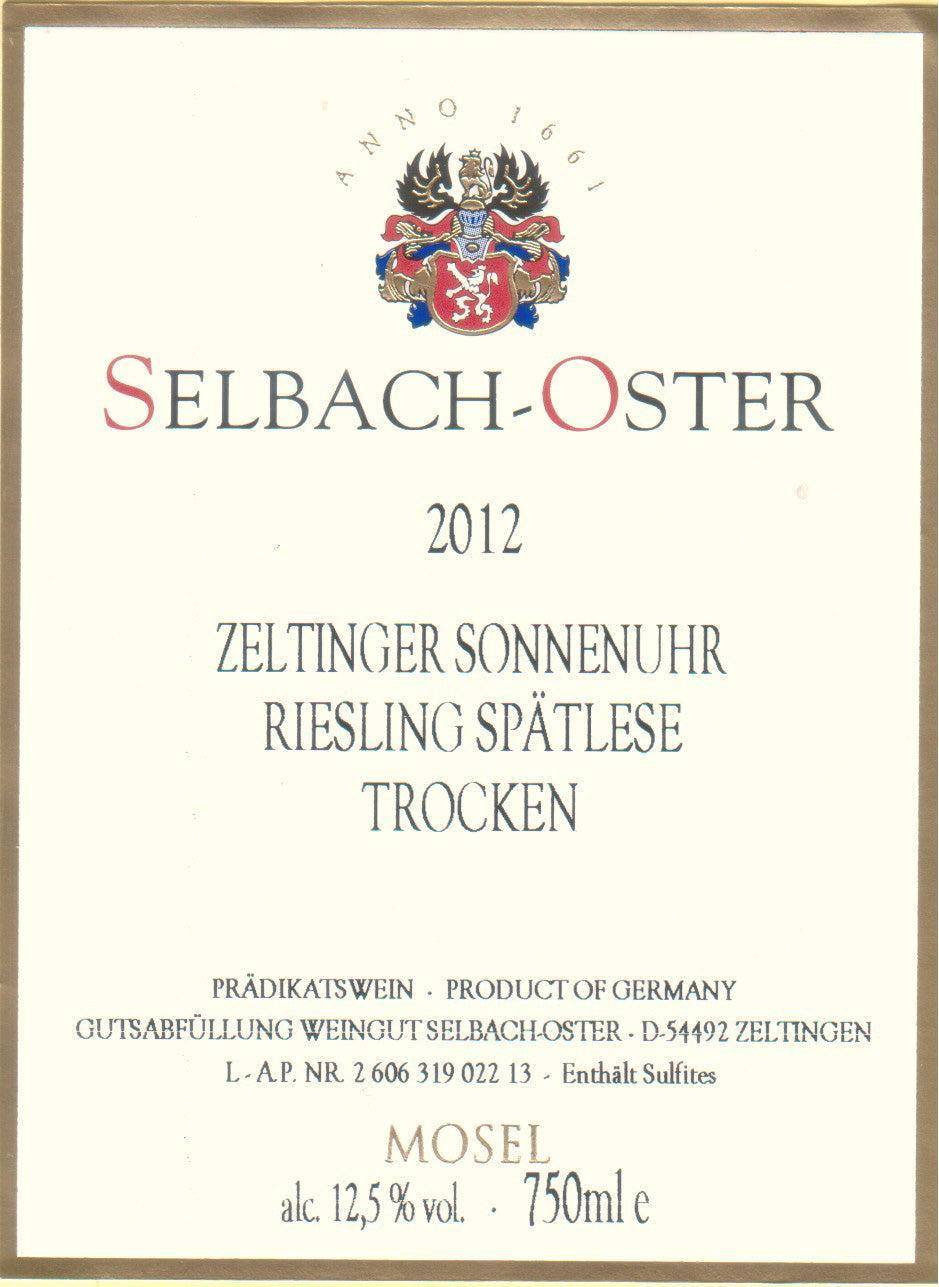 Bottle of Selbach-Oster, Whelen Sonnenuhr Riesling Grosses Gewachs, 2024 (Pre-Arrival, ETA Late Fall 2026) - White Wine - Flatiron Wines & Spirits - New York