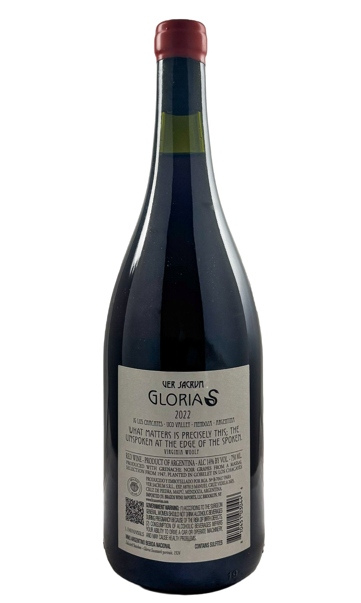 Bottle of Ver Sacrum, Garnacha 'Gloria', 2022 - Red Wine - Flatiron Wines & Spirits - New York