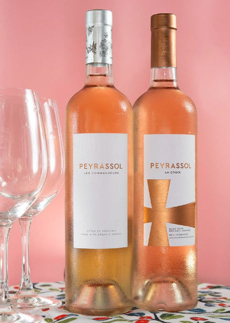 Stylized image of Peyrassol bottles