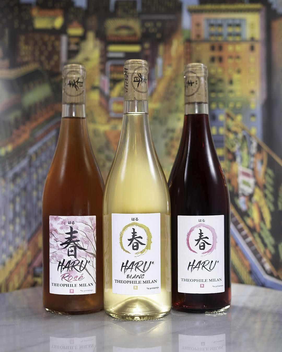 Stylized image of Domaine Milan bottles