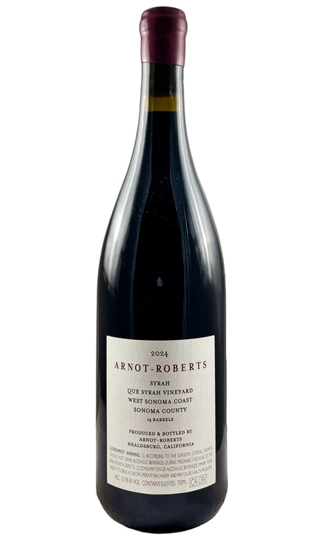 Bottle of Arnot-Roberts, Syrah Que Vineyard Sonoma Coast, 2024 - Red Wine - Flatiron Wines & Spirits - New York
