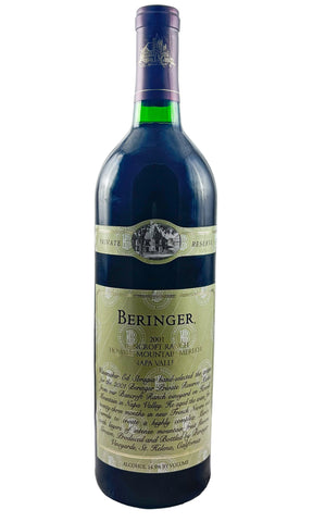 Bottle of Beringer, Napa Valley Merlot Bancroft Ranch Howell Mountain, 2001 - Red Wine - Flatiron Wines & Spirits - New York