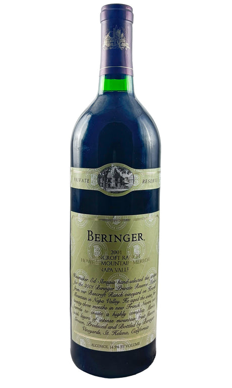 Bottle of Beringer, Napa Valley Merlot Bancroft Ranch Howell Mountain, 2001 - Red Wine - Flatiron Wines & Spirits - New York