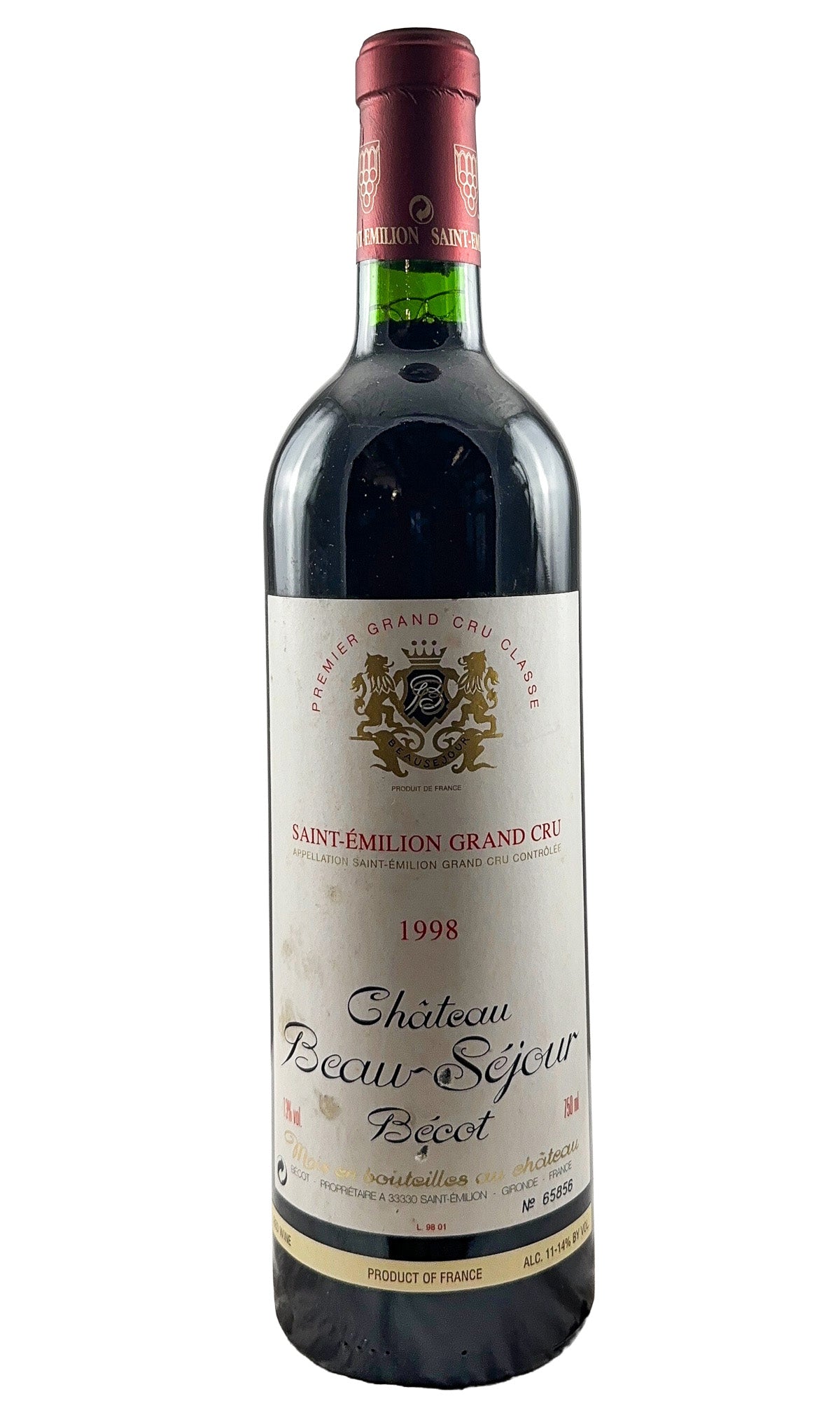 Bottle of Chateau Beau-Sejour Becot, Saint-Emilion (lightly scuffed labels), 1998 - Red Wine - Flatiron Wines & Spirits - New York