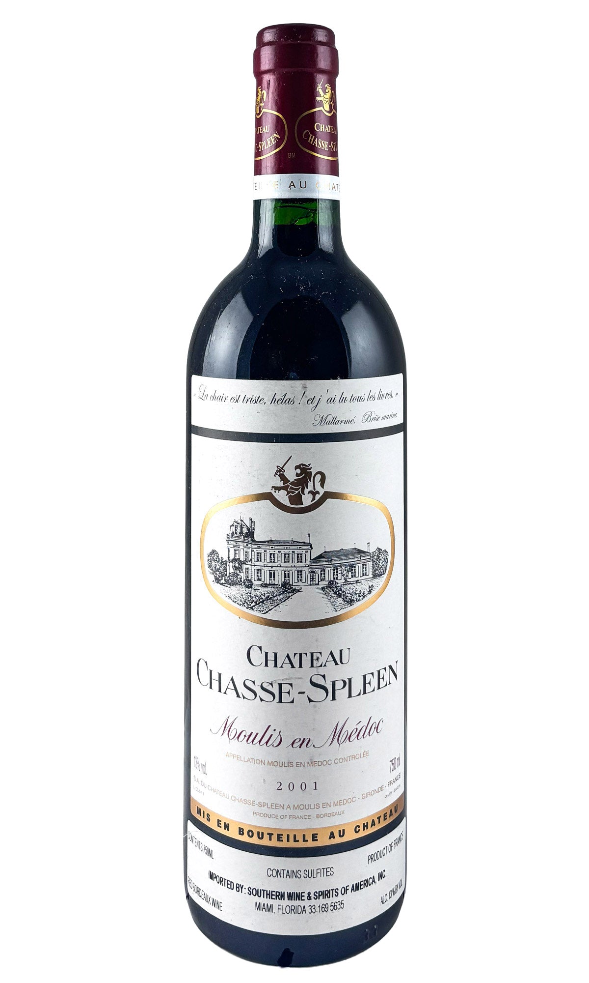 Bottle of Chateau Chasse-Spleen, Moulis-en-Medoc, 2001 - Red Wine - Flatiron Wines & Spirits - New York