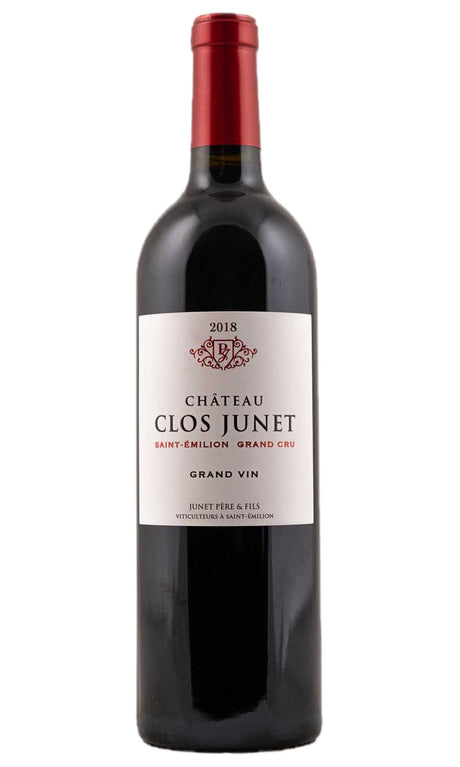 Bottle of Chateau Clos Junet, Saint Emilion Grand Cru, 2018 - Red Wine - Flatiron Wines & Spirits - New York