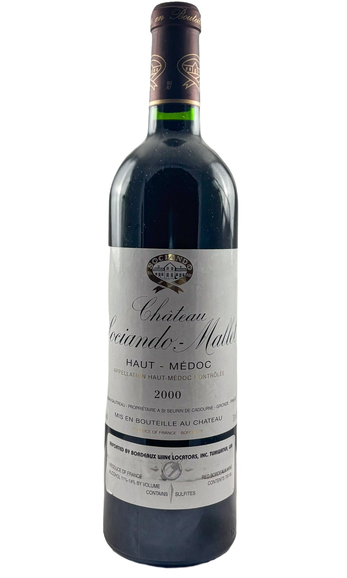 Bottle of Chateau Sociando Mallet, Haut Medoc, 2000 - Red Wine - Flatiron Wines & Spirits - New York