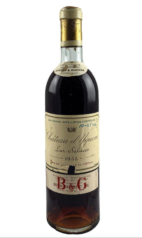 Bottle of Chateau d'Yquem, Sauternes, 1955 - Dessert Wine - Flatiron Wines & Spirits - New York