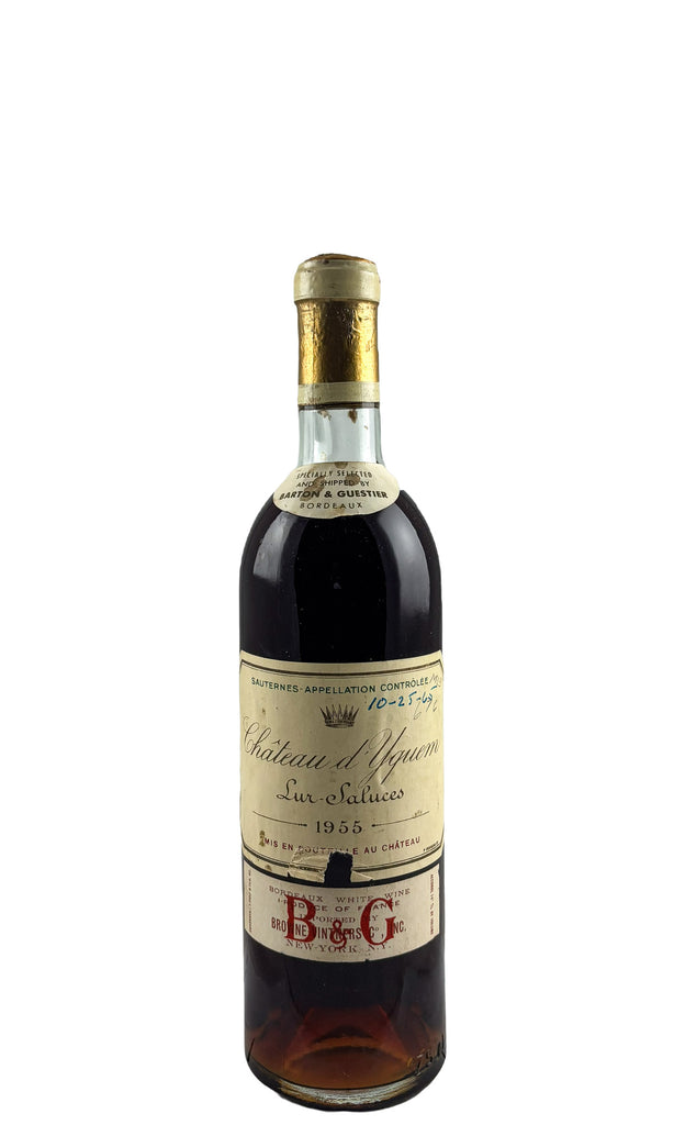 Bottle of Chateau d'Yquem, Sauternes, 1955 - Dessert Wine - Flatiron Wines & Spirits - New York