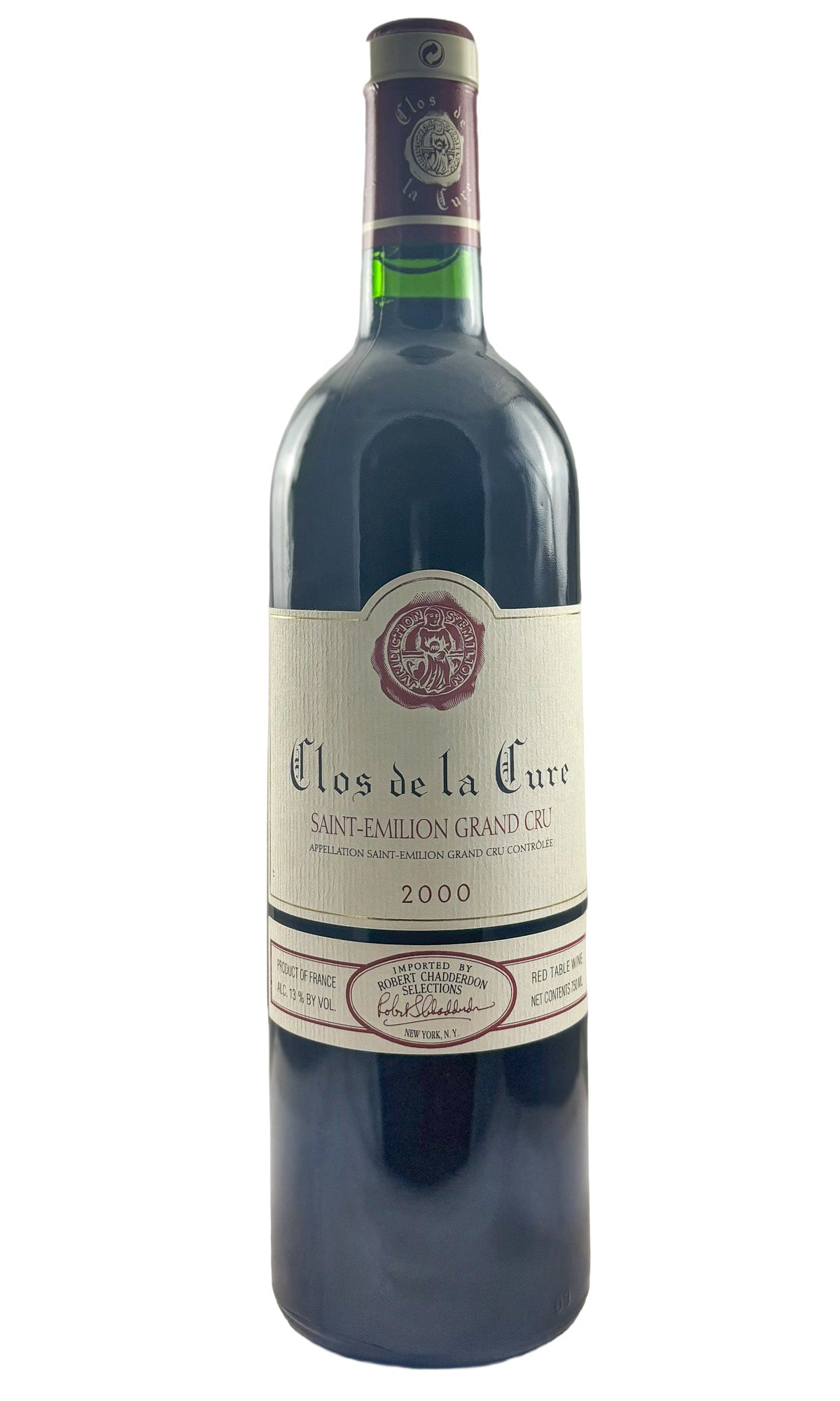 Bottle of Clos de la Cure, Saint-Emilion Grand Cru, 2000 - Red Wine - Flatiron Wines & Spirits - New York