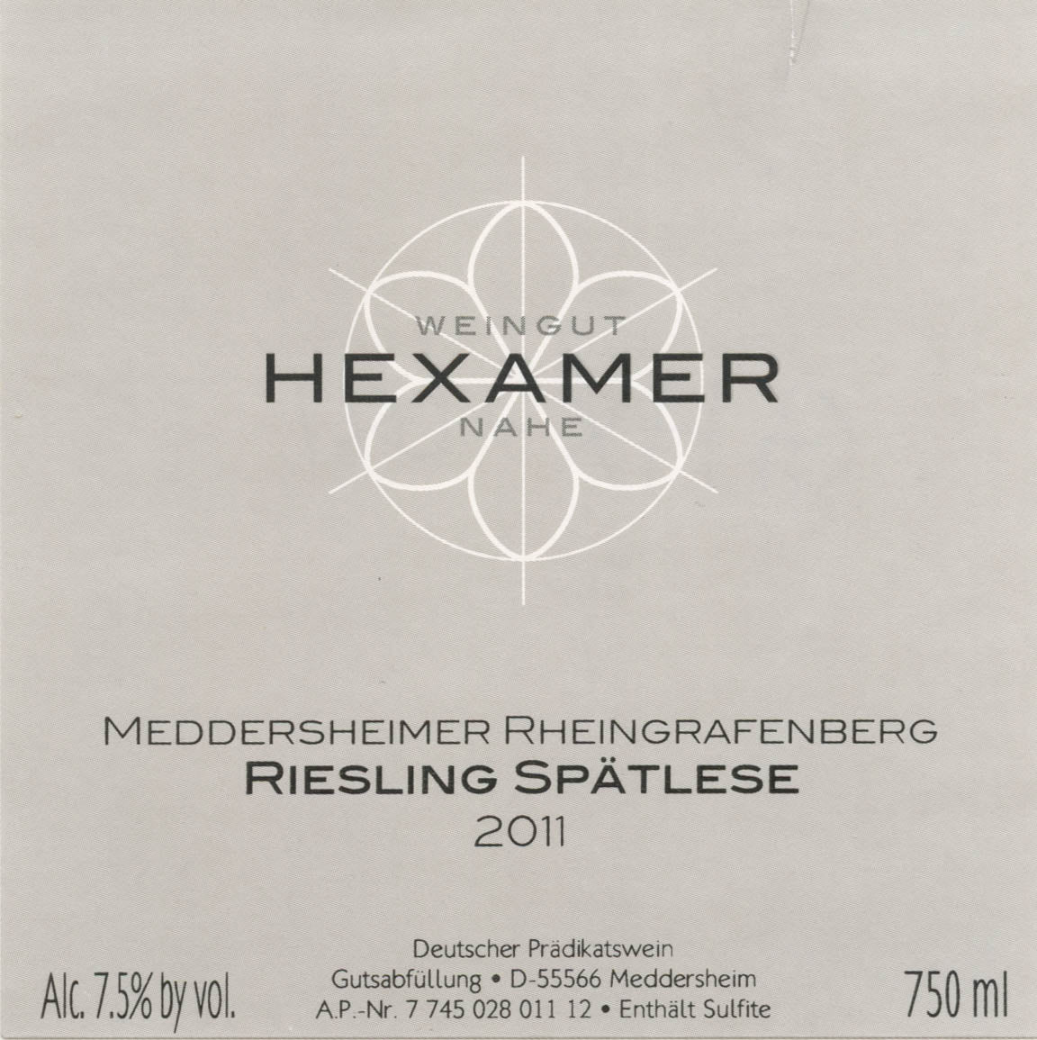 Hexamer, Meddersheimer Rheingrafenberg Riesling Spatlese, 2025 (Pre-Arrival, ETA Late Fall 2026)