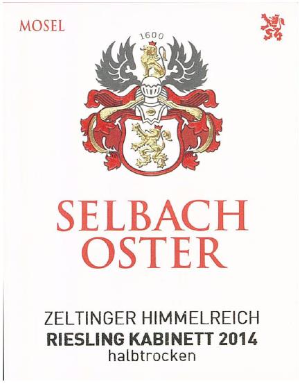 Selbach-Oster, Zeltinger Himmelreich Riesling Kabinett Halbtrocken, 2024 (Pre-Arrival, ETA Late Fall 2026)