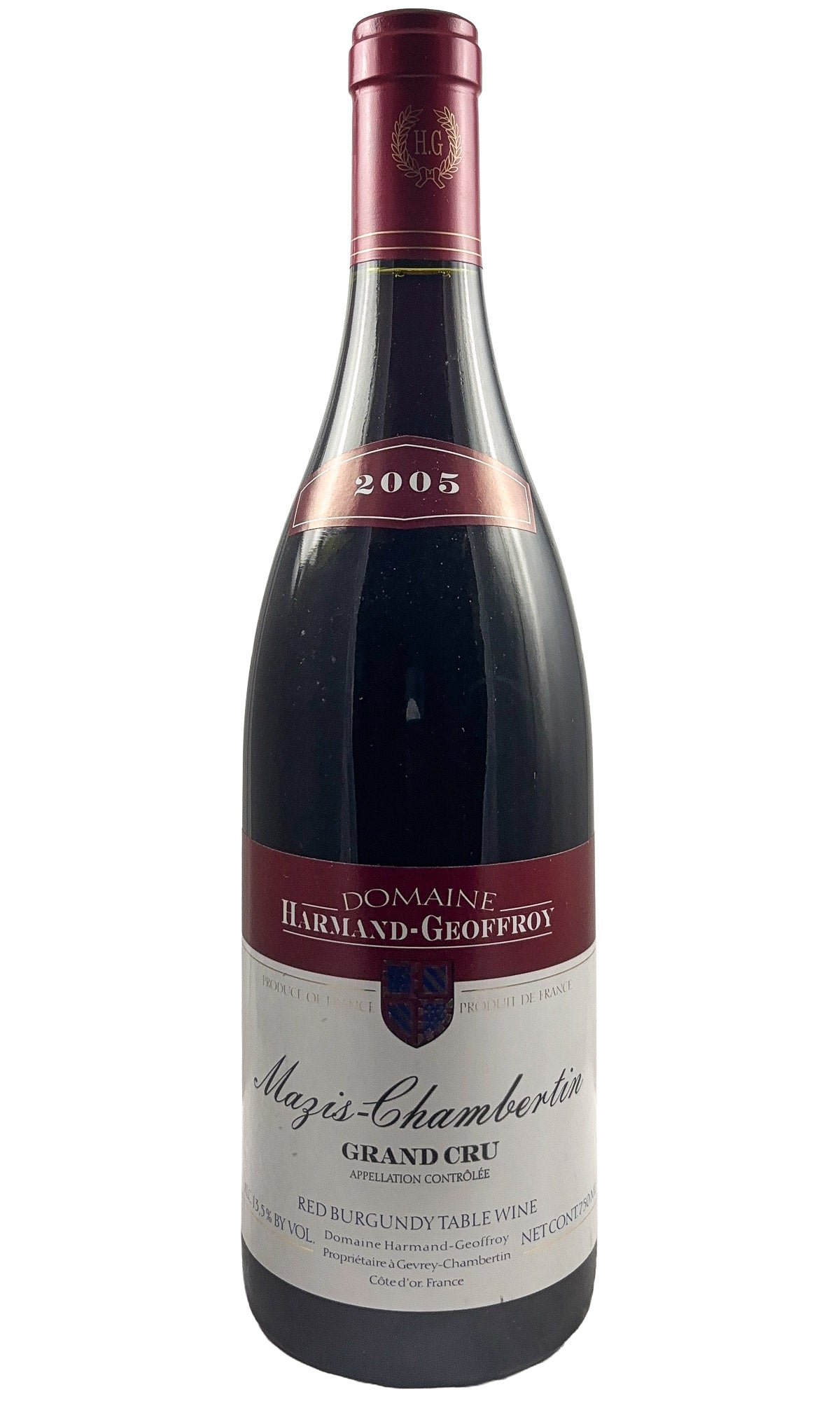Bottle of Domaine Harmand-Geoffroy, Mazis-Chambertin Grand Cru, 2005 - Red Wine - Flatiron Wines & Spirits - New York