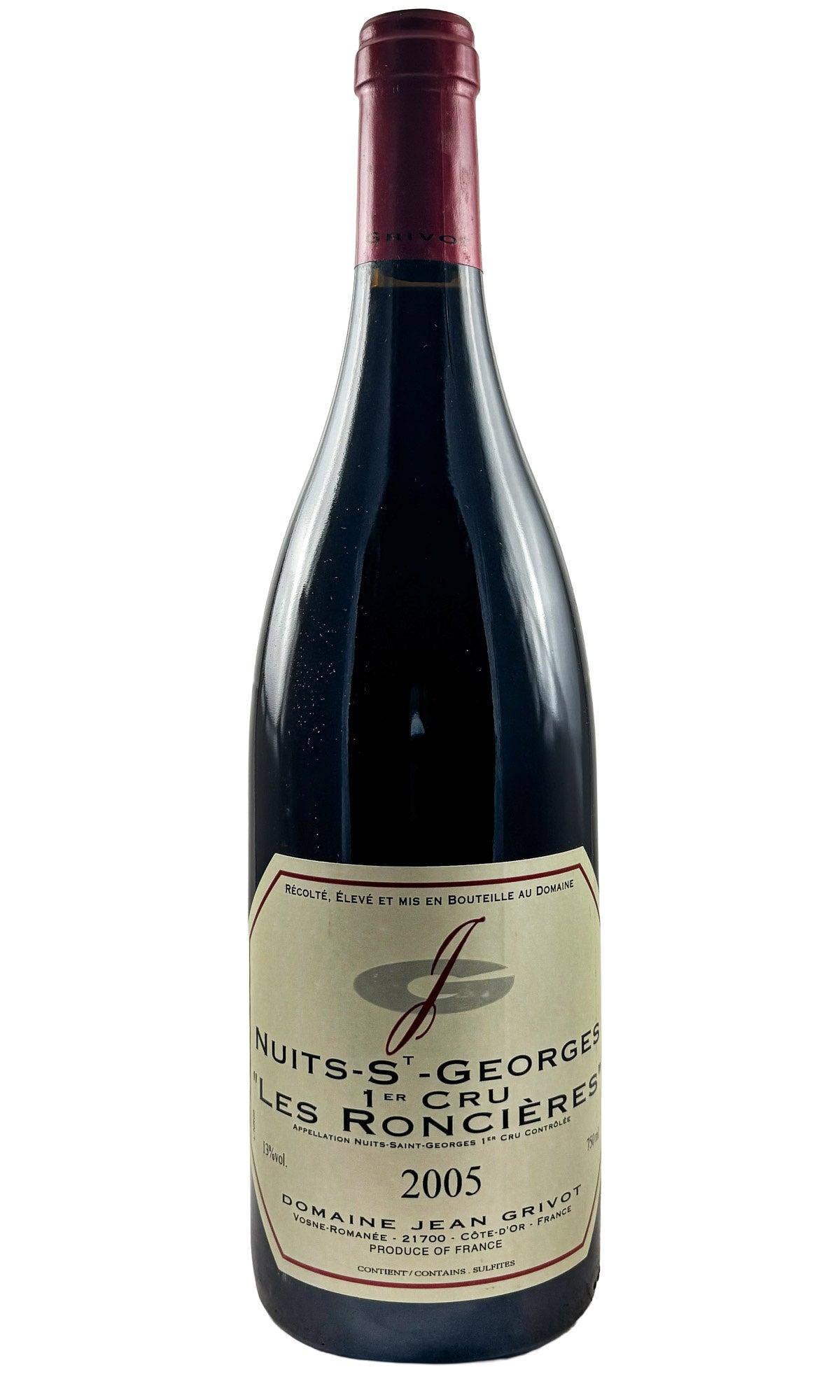 Bottle of Domaine Jean Grivot, Nuits-Saint-Georges 1er Cru Les Roncieres, 2005 - Red Wine - Flatiron Wines & Spirits - New York