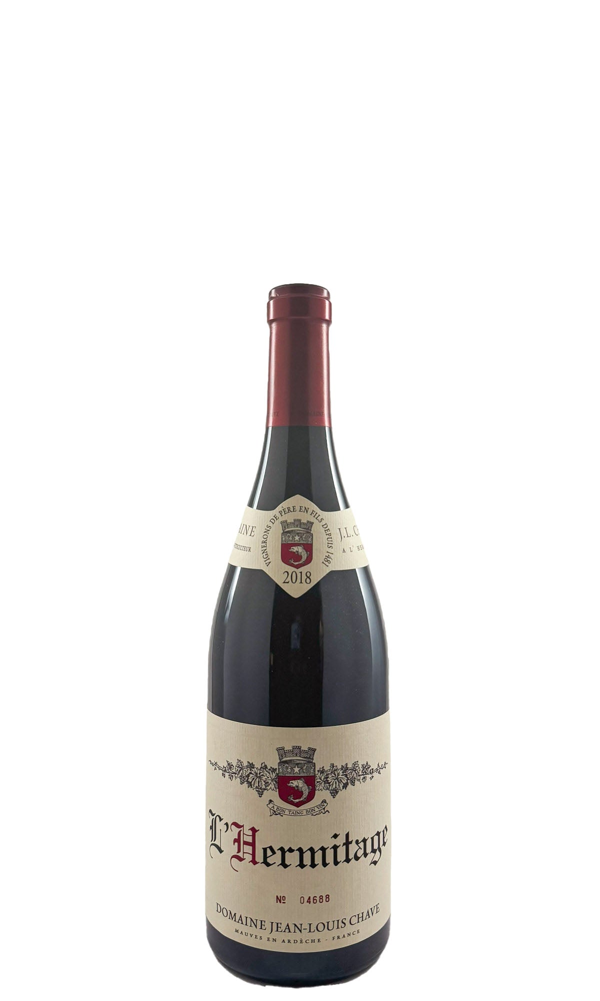 Bottle of Domaine Jean-Louis Chave, Hermitage Rouge, 2018 [NET] - Red Wine - Flatiron Wines & Spirits - New York
