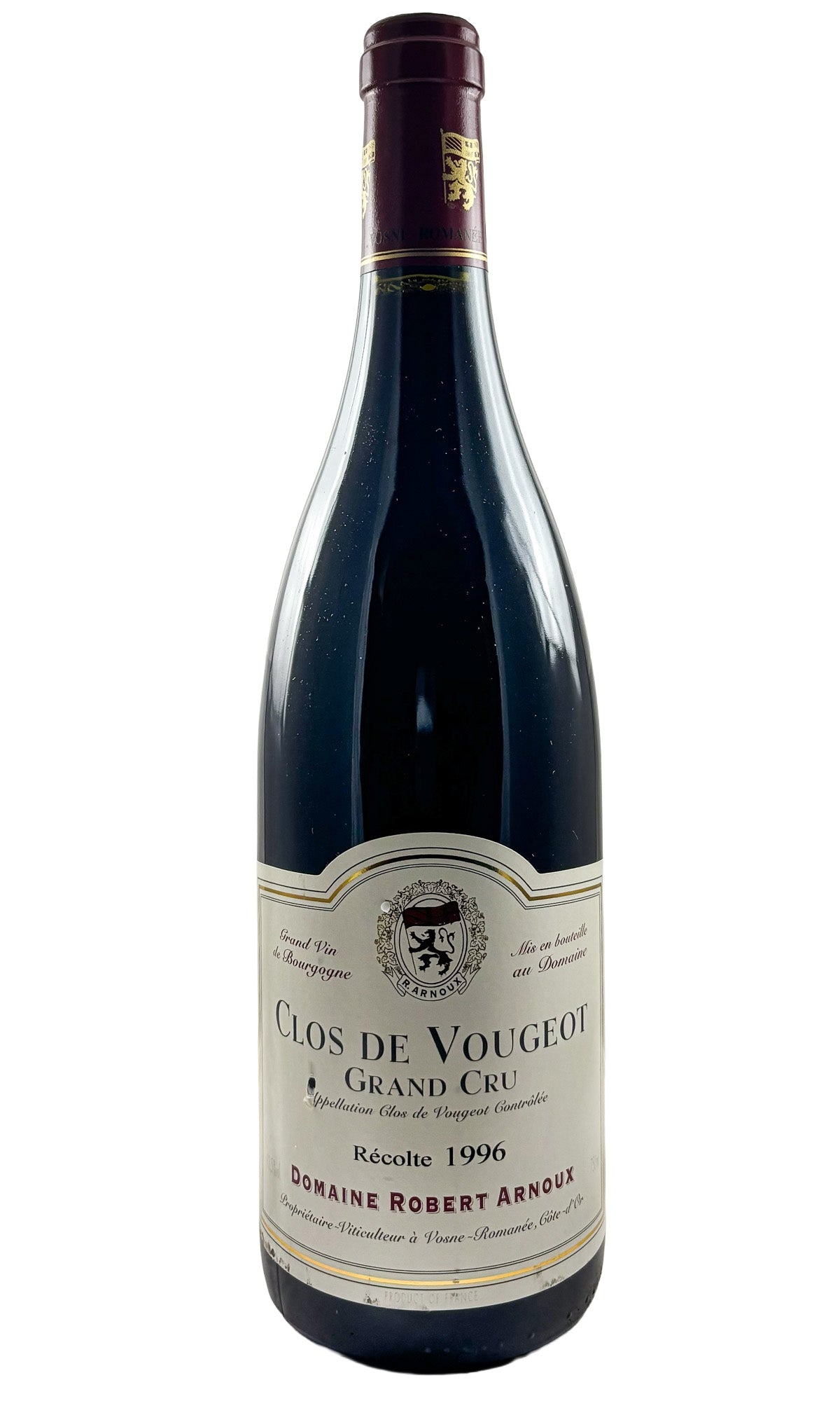 Bottle of Domaine Robert Arnoux, Clos-Vougeot Grand Cru, 1996 - Red Wine - Flatiron Wines & Spirits - New York