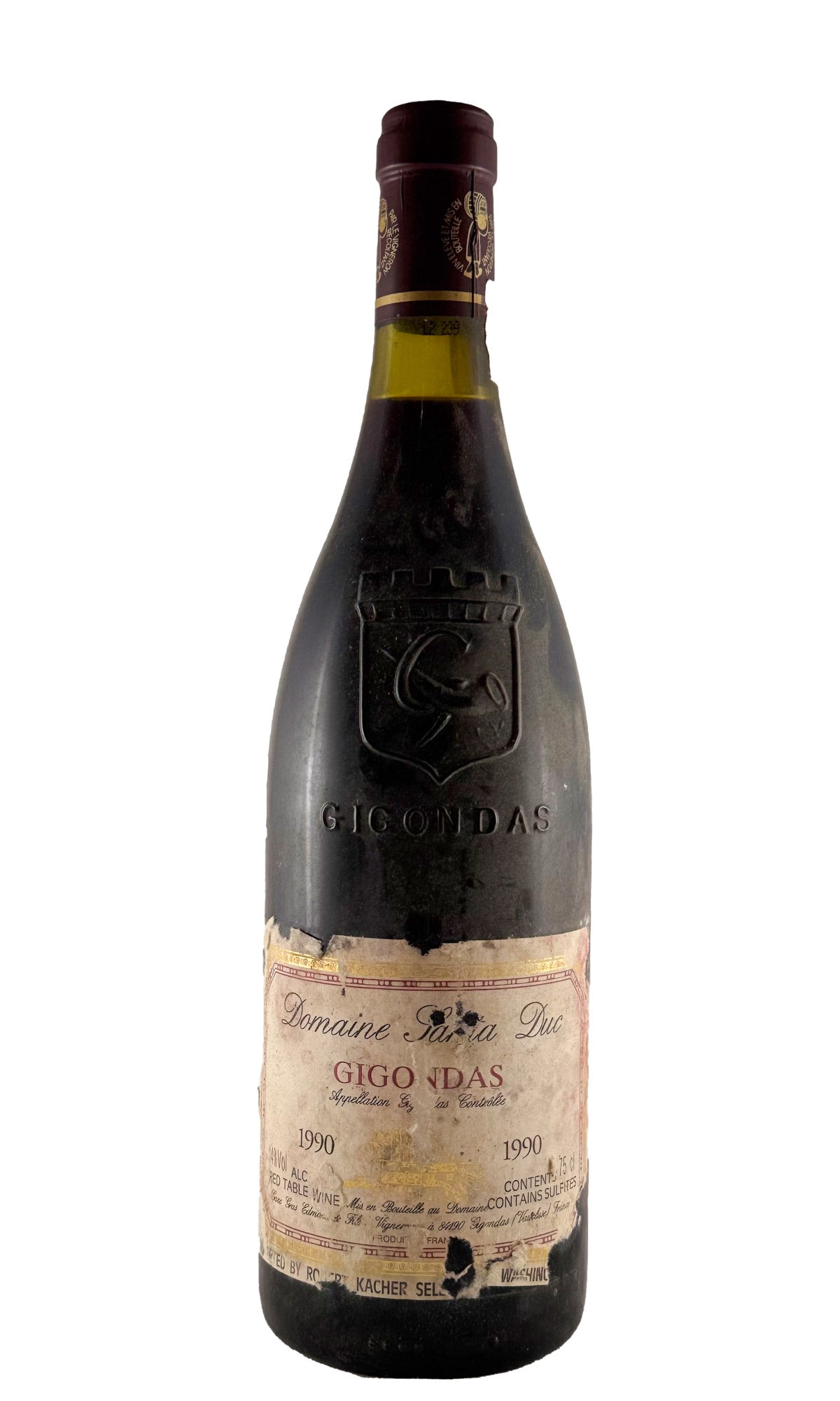 Bottle of Domaine Santa Duc, Gigondas (tattered label), 1990 - Red Wine - Flatiron Wines & Spirits - New York