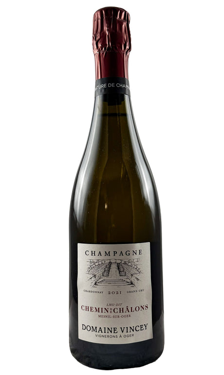 Bottle of Domaine Vincey, Champagne Blanc de Blancs Grand Cru Brut Nature "Chemin de Chalons Mesnil sur Oger", 2021 - Sparkling Wine - Flatiron Wines & Spirits - New York