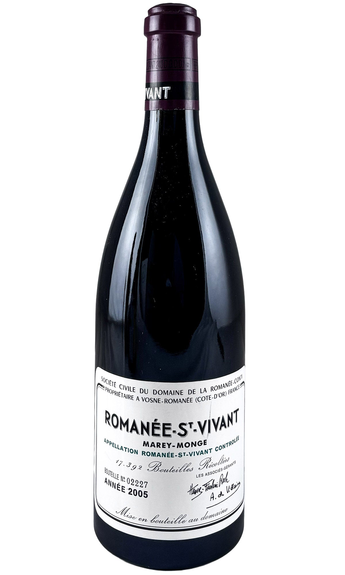 Bottle of Domaine de la Romanee-Conti (DRC), Romanee-Saint-Vivant Grand Cru, 2005 - Red Wine - Flatiron Wines & Spirits - New York