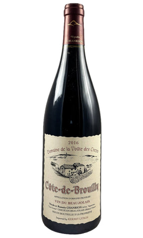 Bottle of Domaine de la Voute des Crozes (Nicole Chanrion), Cote de Brouilly, 2016 - Red Wine - Flatiron Wines & Spirits - New York