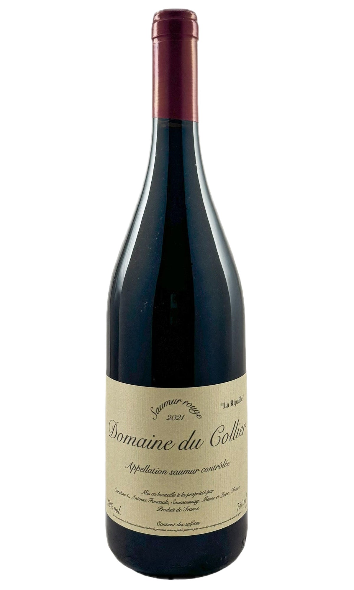 Bottle of Domaine du Collier, Saumur Rouge La Ripaille , 2021 - Red Wine - Flatiron Wines & Spirits - New York